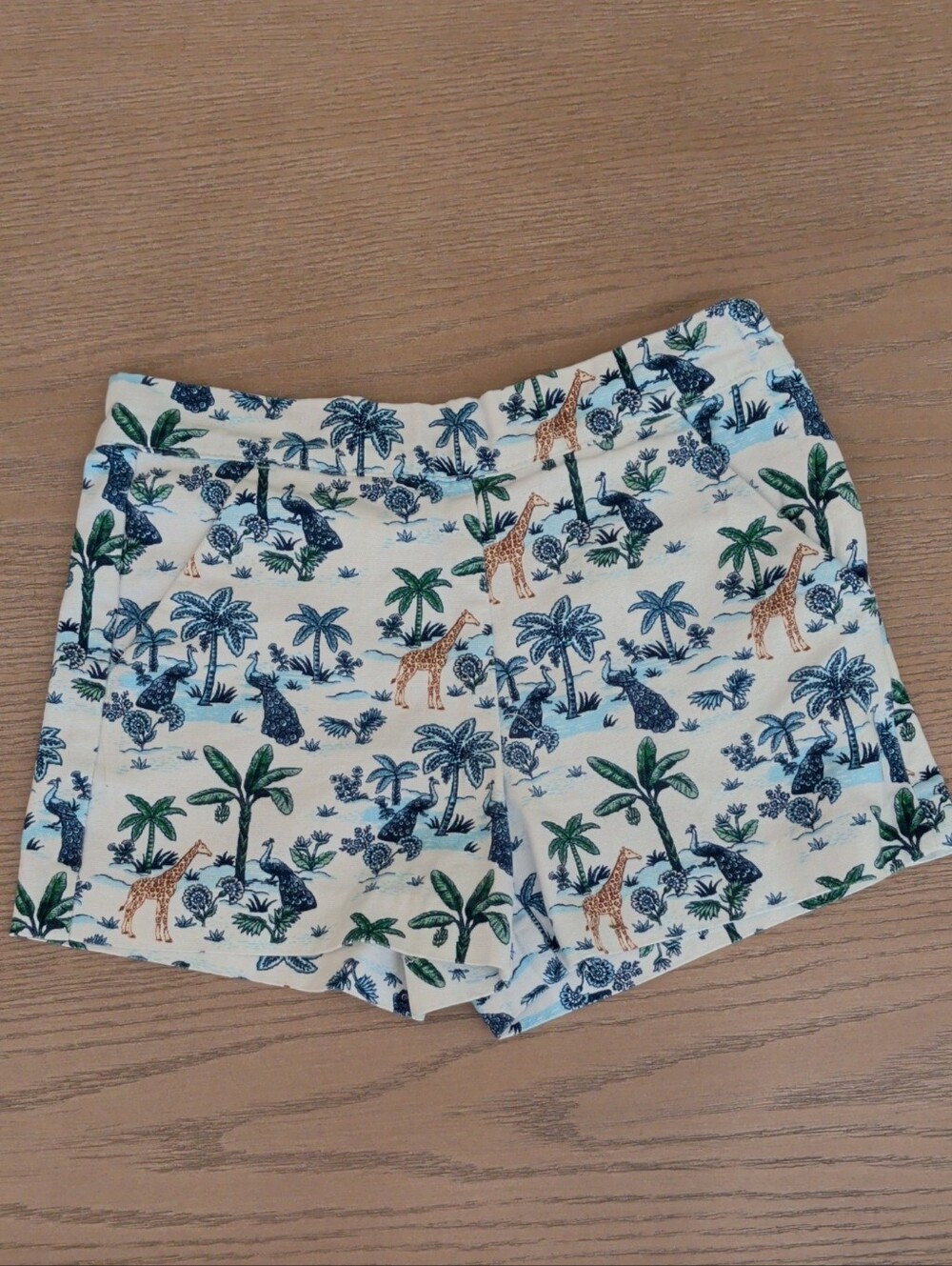 Janie and Jack White Tropical Giraffe Print Shorts